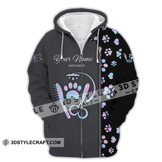 Unisex Shirt, Custom Name Groomer Shirt, Pet Groomer Hoodie, Pet Grooming T-Shirt style option 3