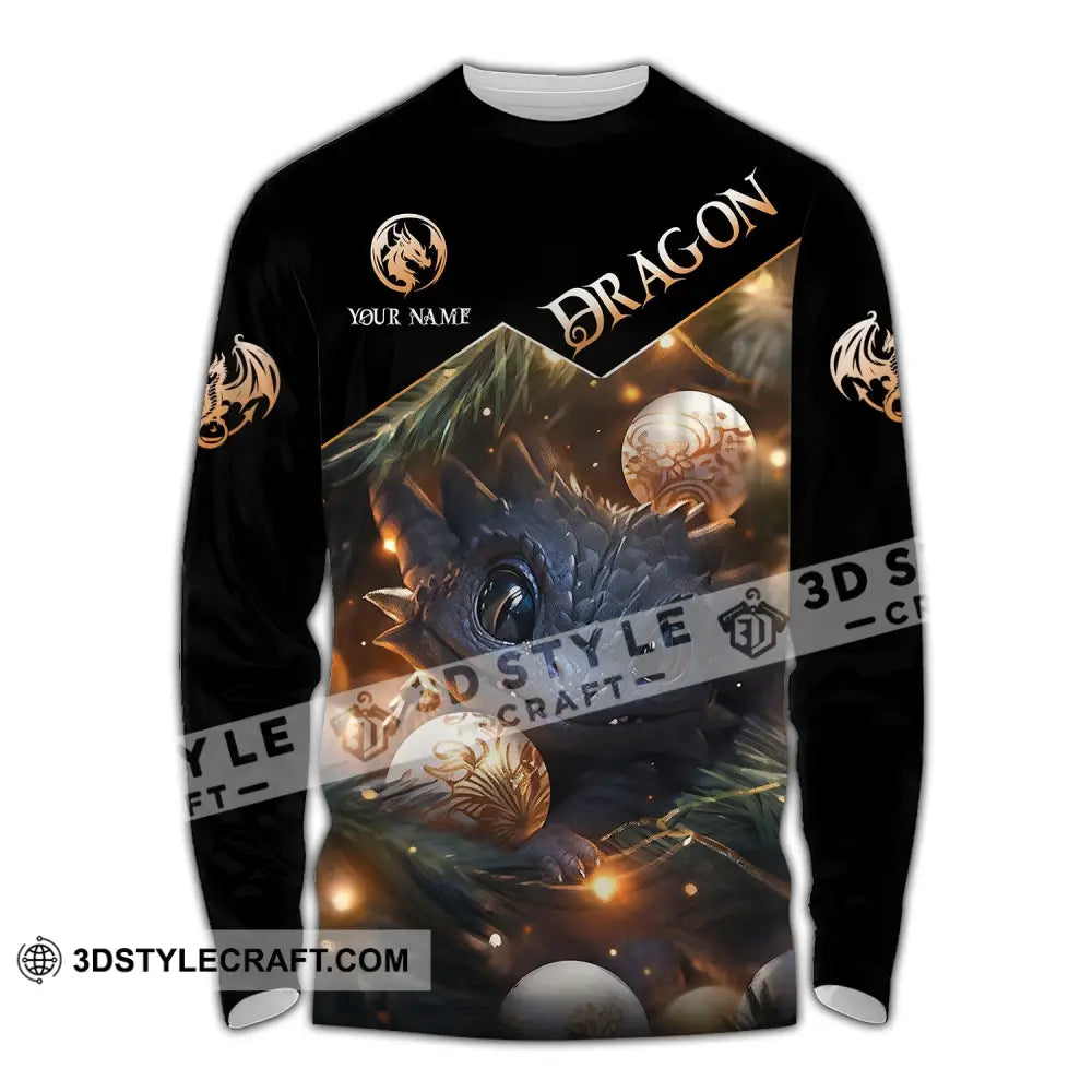 Unisex Shirt - Custom Name Growing Dragon Long Sleeve / S T-Shirt