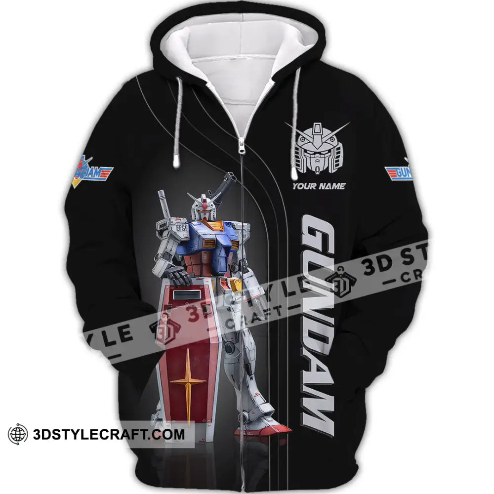 Unisex Shirt Custom Name Gundam T-Shirt Hoodie Long Sleeve Lover Gift Zipper / S T-Shirt