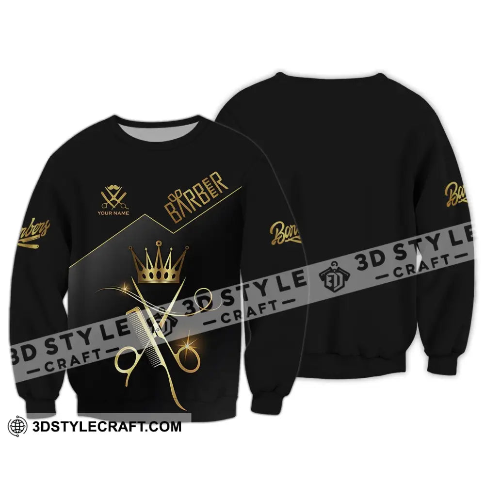 Unisex Shirt - Custom Name Hair Dresser Barber Gold Long Sleeve / S T-Shirt