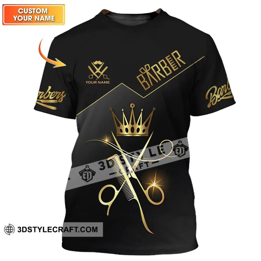 Unisex Shirt - Custom Name Hair Dresser Barber Gold T-Shirt