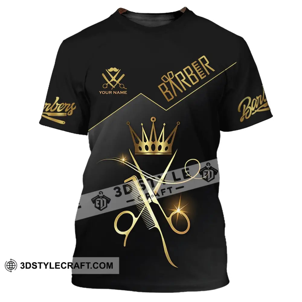 Unisex Shirt - Custom Name Hair Dresser Barber Gold T-Shirt / S T-Shirt