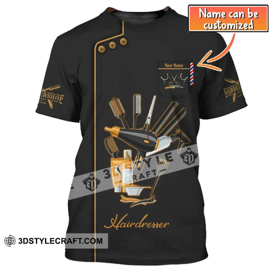 Unisex Shirt Custom Name Hairdresser Hairstylist Apparel T-Shirt For Barber Shop