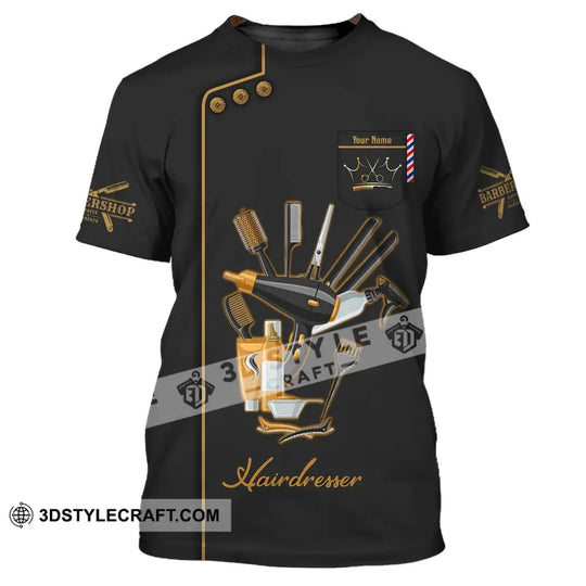 Unisex Shirt, Custom Name Hairdresser Shirt, Hairstylist Apparel, T-Shirt For Barber Shop style option 2