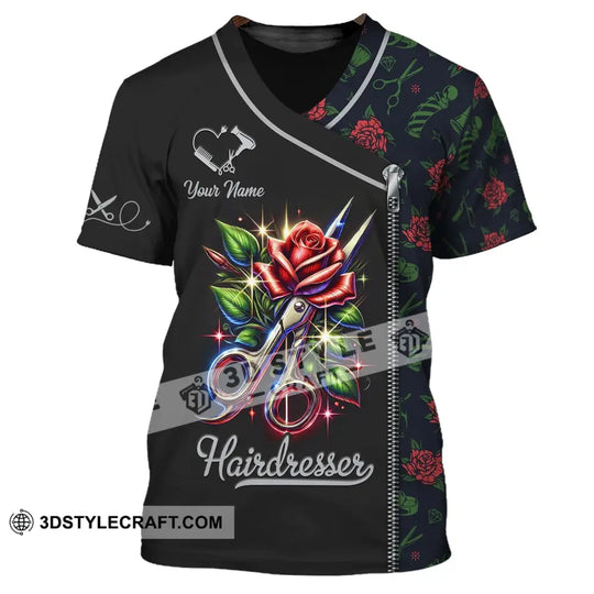Unisex Shirt, Custom Name Hairdresser Shirt, Hairdresser T-Shirt Hoodie Long Sleeve Shirt style option 3