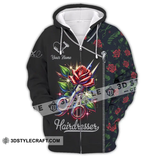 Unisex Shirt, Custom Name Hairdresser Shirt, Hairdresser T-Shirt Hoodie Long Sleeve Shirt style option 2