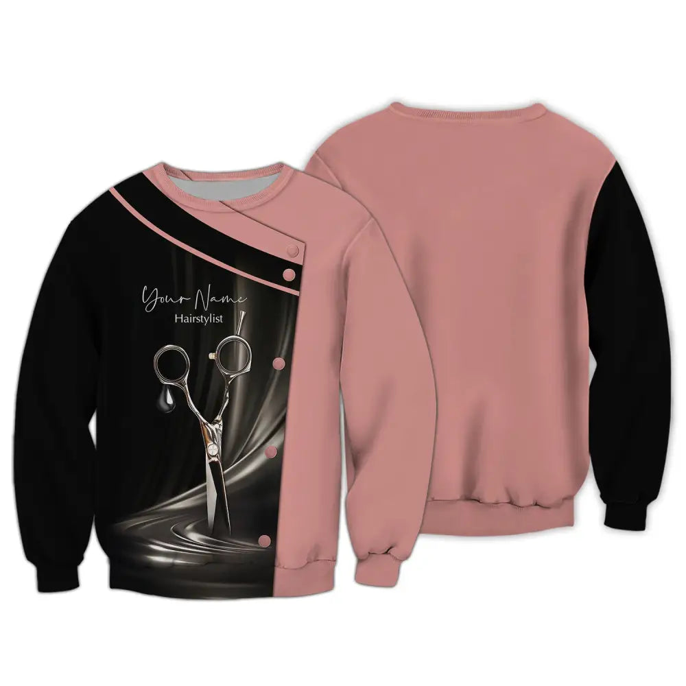 Unisex Shirt Custom Name Hairstylist Hair Stylist T-Shirt Gift For Hairdresser Long Sleeve / S