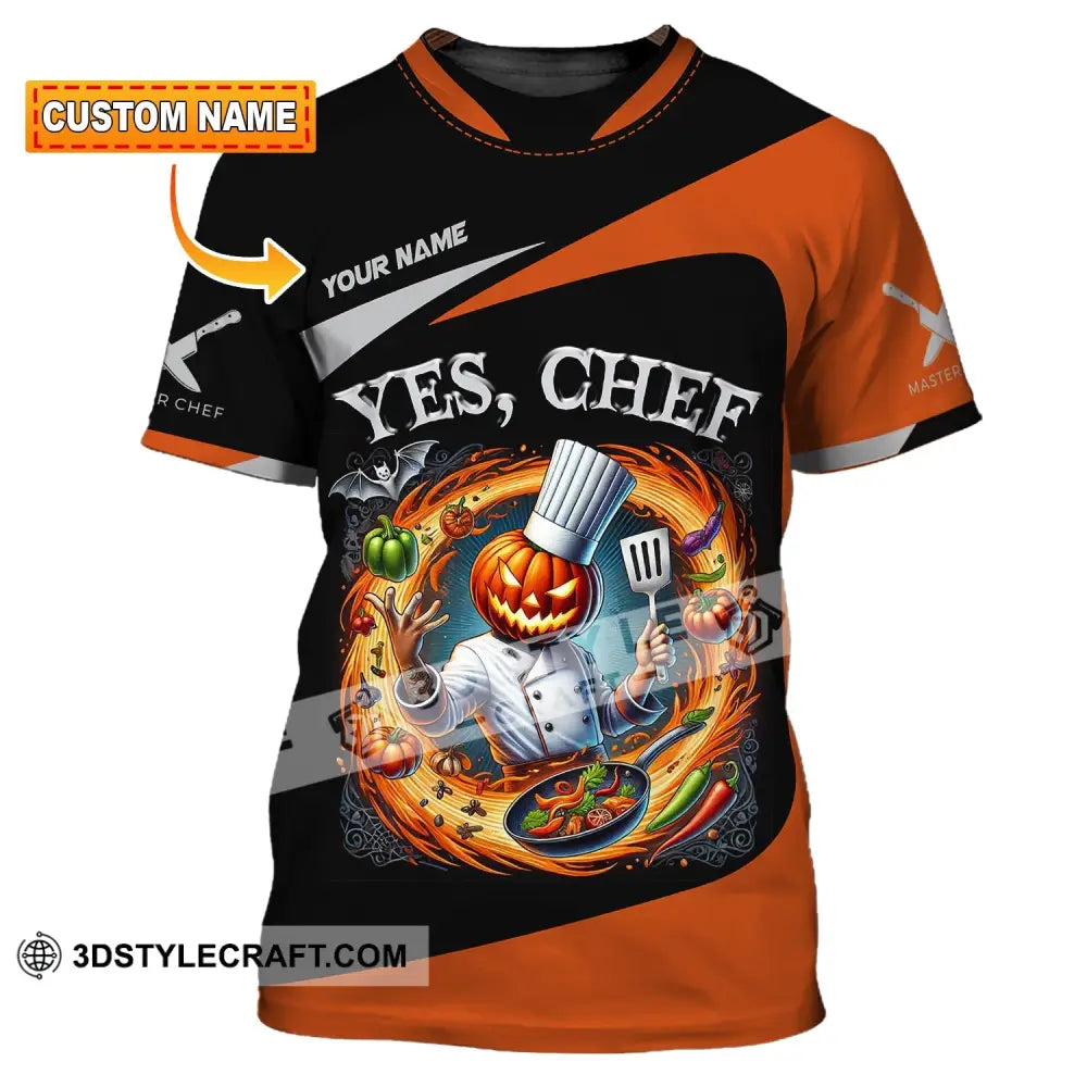 Unisex Shirt Custom Name Halloween Chef Apparel Polo Long Sleeve Cooking Love T-Shirt T-Shirt