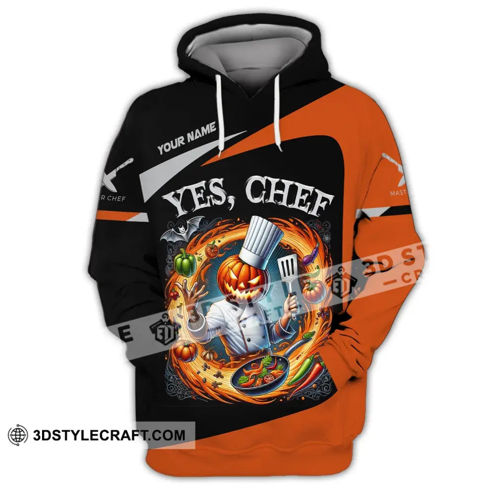 Unisex Shirt Custom Name Halloween Chef Apparel Polo Long Sleeve Cooking Love T-Shirt Hoodie / S