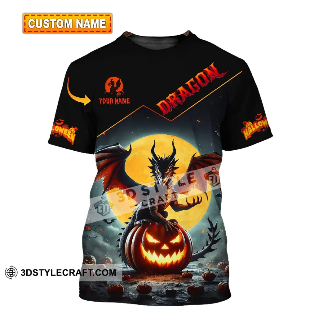 Unisex Shirt - Custom Name Halloween Fire Dragon T-Shirt