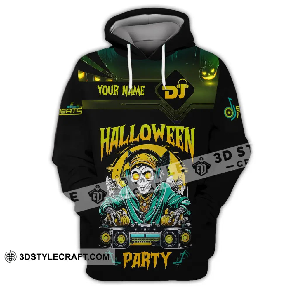 Unisex Shirt Custom Name Halloween Party Dj Hoodie Polo Long Sleeve / S T-Shirt