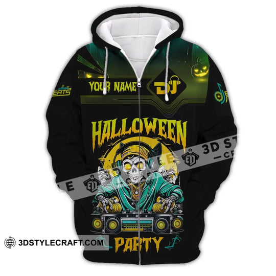 Unisex Shirt, Custom Name Halloween Party Shirt, DJ Hoodie Shirt Polo Long Sleeve Shirt style option 3