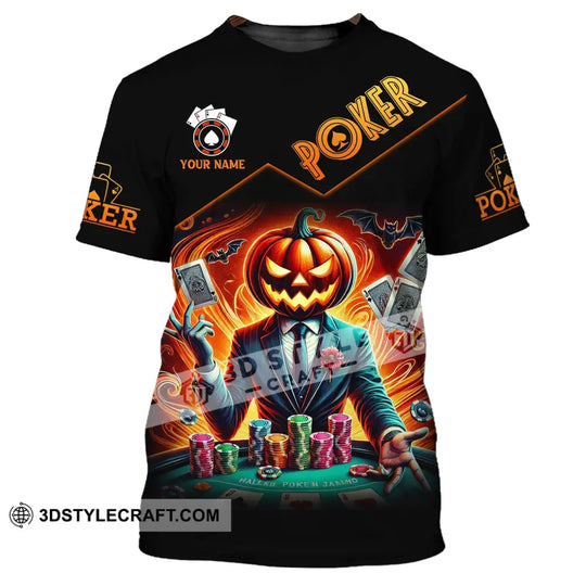 Unisex Shirt, Custom Name Halloween Poker Shirt, Poker Hoodie Shirt Polo Long Sleeve Shirt style option 2