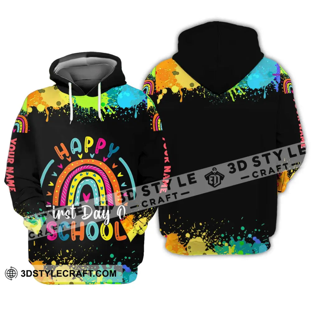 Unisex Shirt - Custom Name Happy First Day Of School Hoodie / S T-Shirt