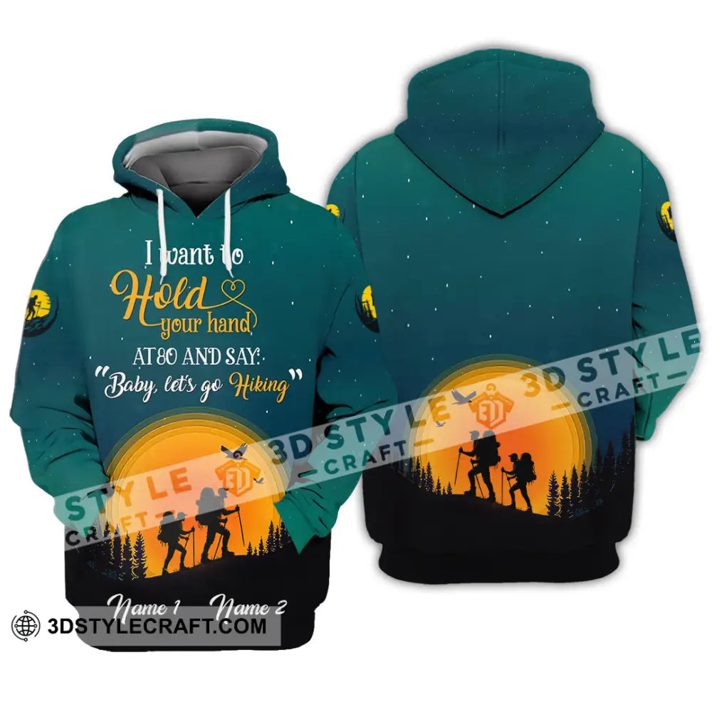 Unisex Shirt Custom Name Hiking Couple Apparel Polo Hoodie Long Sleeve / S T-Shirt