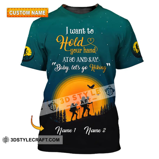 Unisex Shirt, Custom Name Hiking Shirt, Couple Hiking Apparel, Hiking Polo Shirt Hoodie Long Sleeve style option 1
