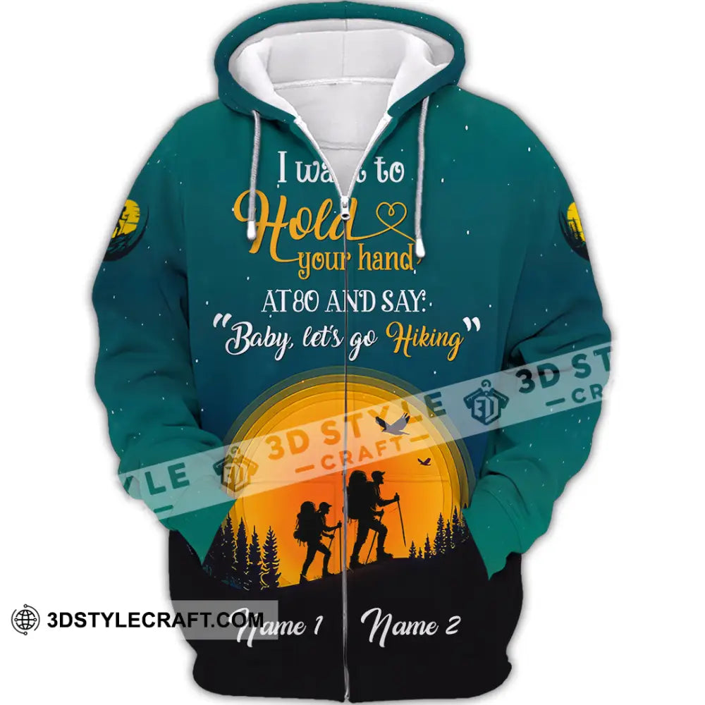 Unisex Shirt Custom Name Hiking Couple Apparel Polo Hoodie Long Sleeve Zipper / S T-Shirt