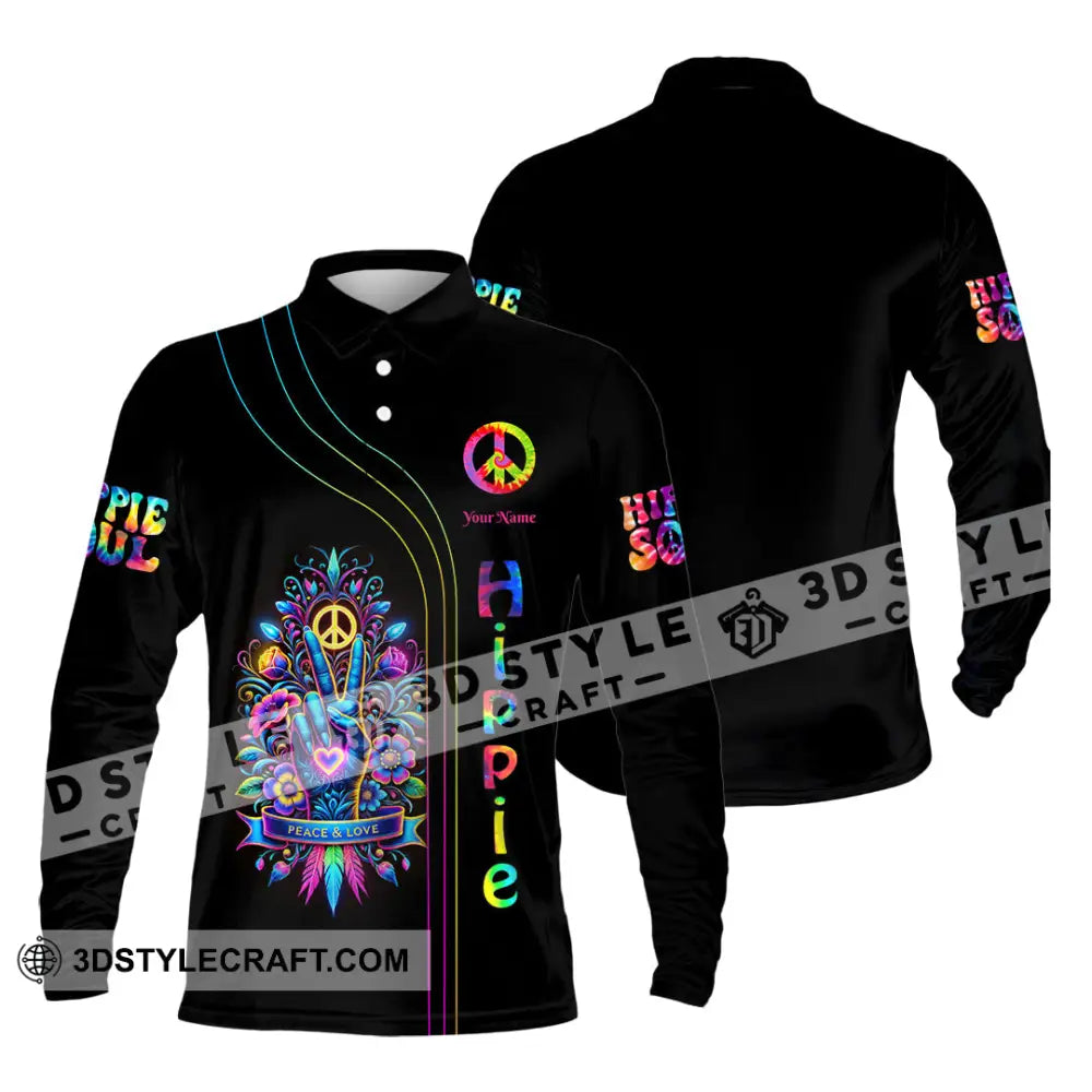 Unisex Shirt Custom Name Hippie T-Shirt Hoodie Long Sleeve Retro Clothing Polo / S T-Shirt