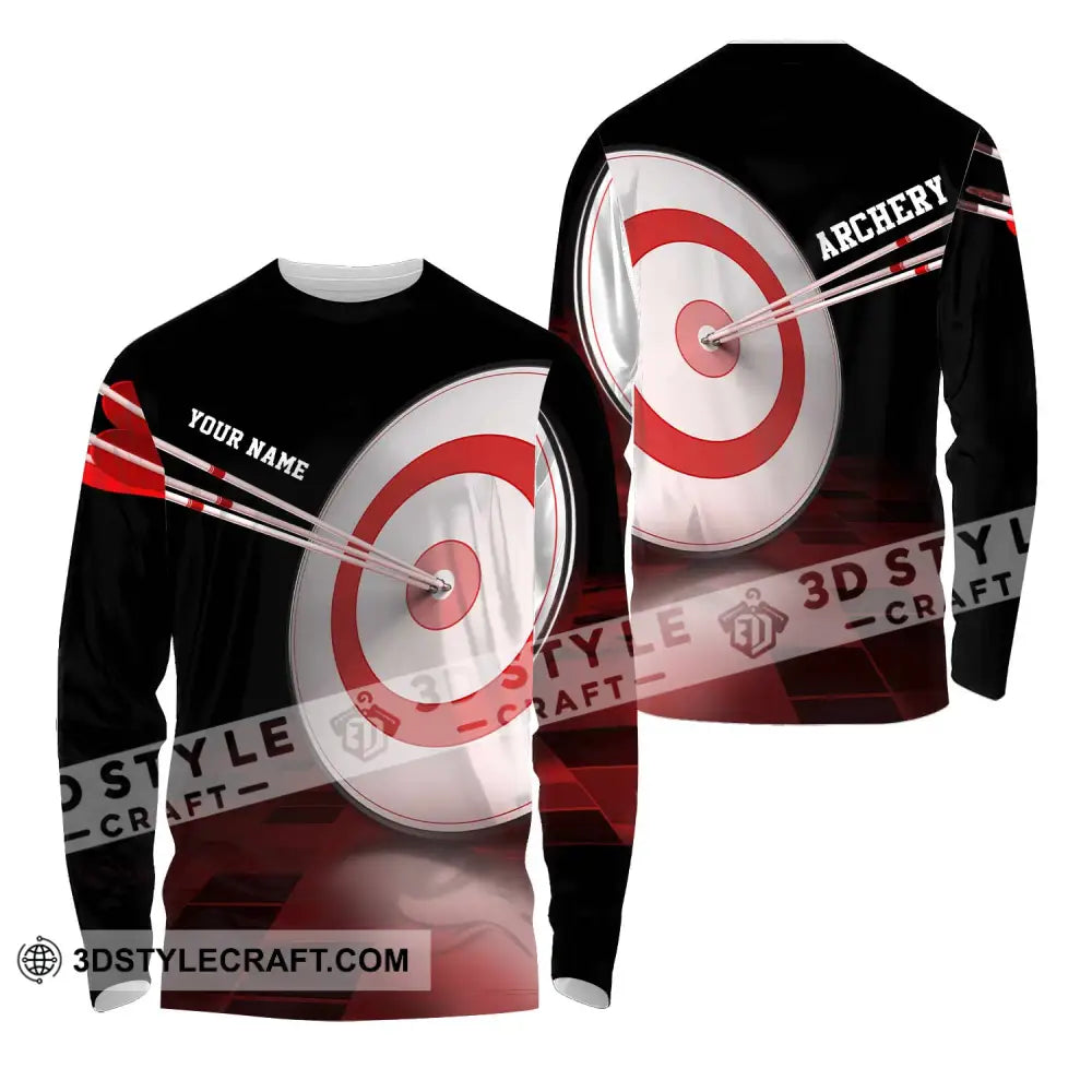 Unisex Shirt - Custom Name Hit The Target Darts Long Sleeve / S T-Shirt