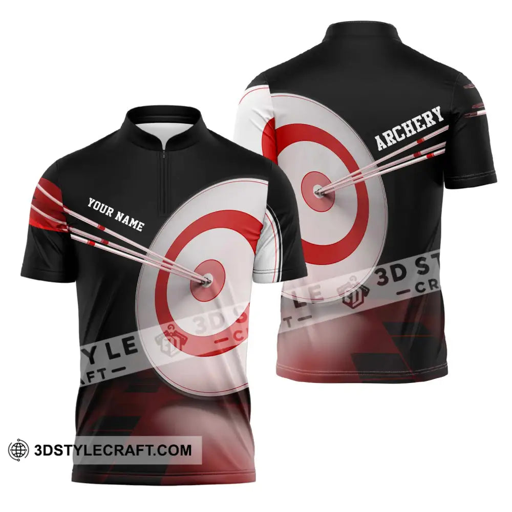 Unisex Shirt - Custom Name Hit The Target Darts Zipper Polo / S T-Shirt