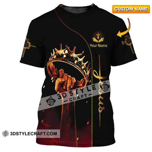 Unisex Shirt - Custom Name Holding Crown Of Thorns Jesus T-Shirt