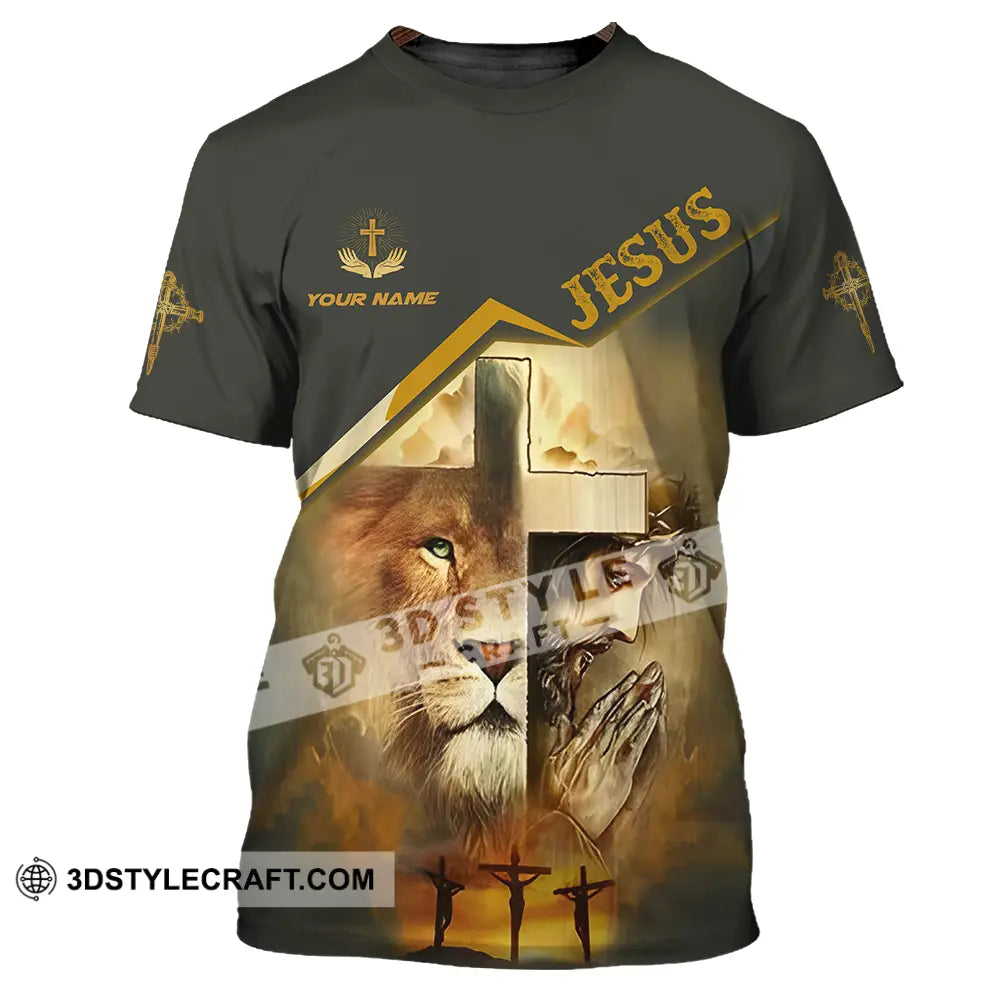 Unisex Shirt - Custom Name Holy Cross Lion Jesus T-Shirt / S T-Shirt