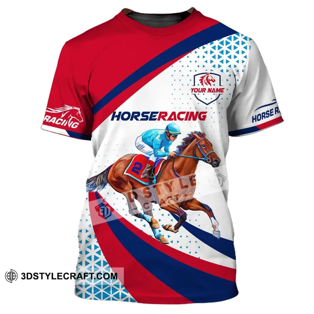 Unisex Shirt Custom Name Horse Racing T-Shirt For Club Gift Lovers / S