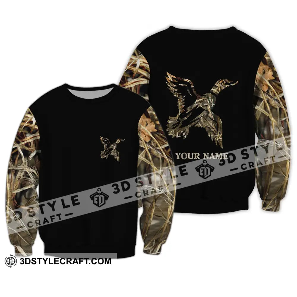 Unisex Shirt - Custom Name Hunting Duck Full Printing Long Sleeve / S T-Shirt