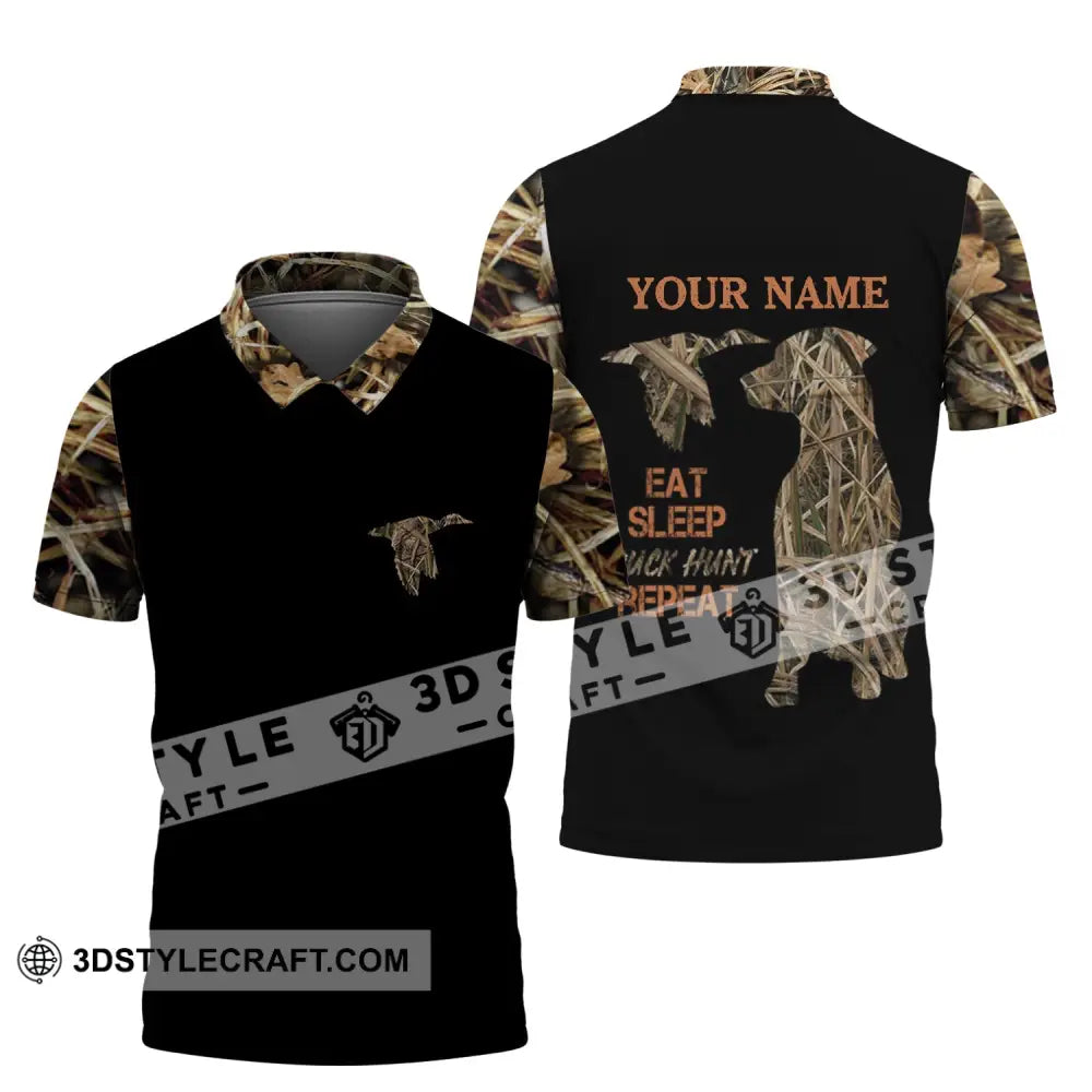 Unisex Shirt - Custom Name Hunting Duck Waterfowl Camo Bird Dog Hunter Polo / S T-Shirt