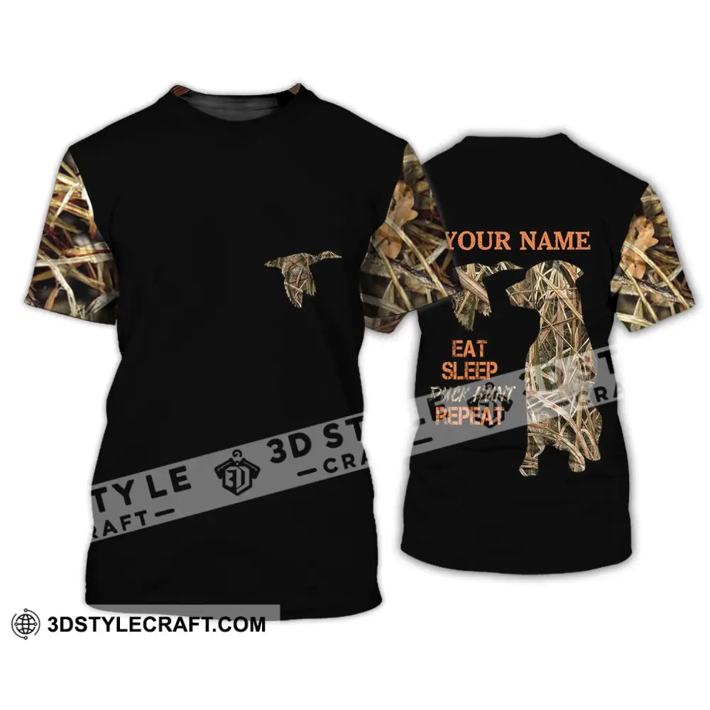 Unisex Shirt - Custom Name Hunting Duck Waterfowl Camo Bird Dog Hunter T-Shirt / S T-Shirt