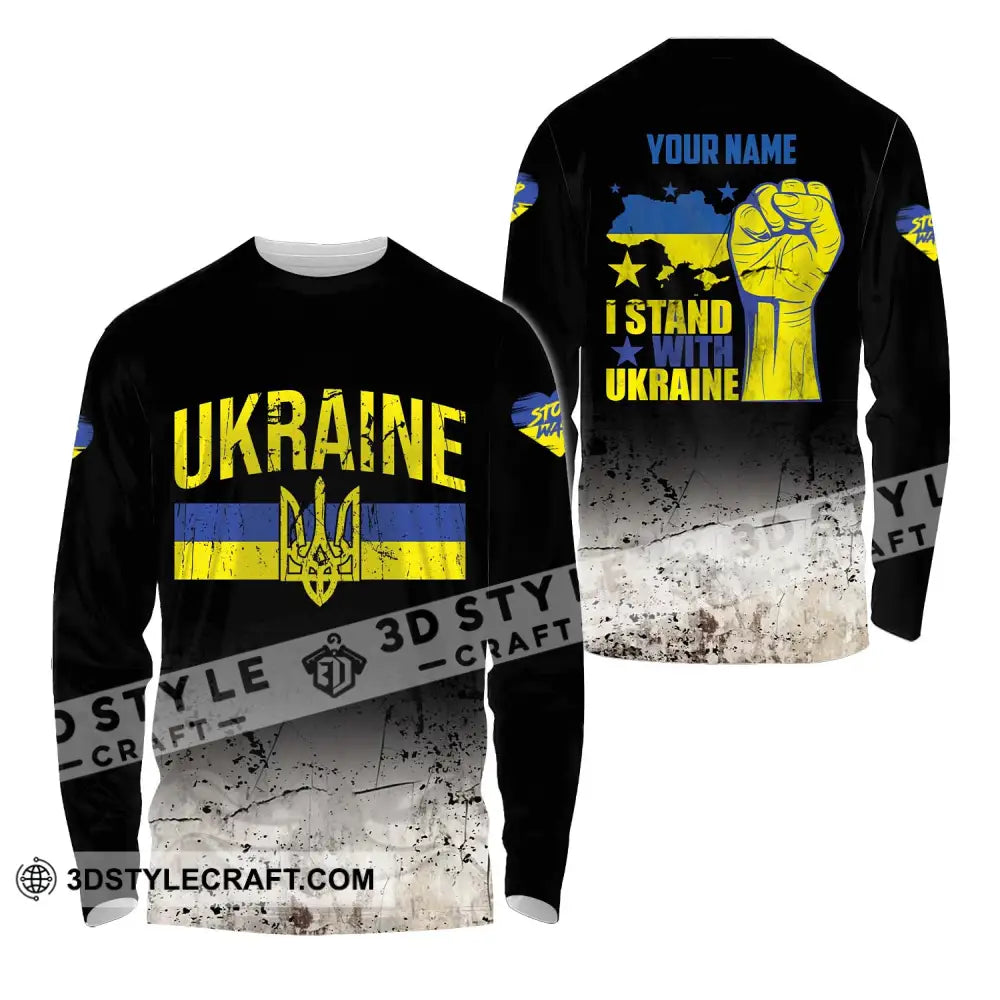 Unisex Shirt - Custom Name I Stand With Ukraine Long Sleeve / S T-Shirt