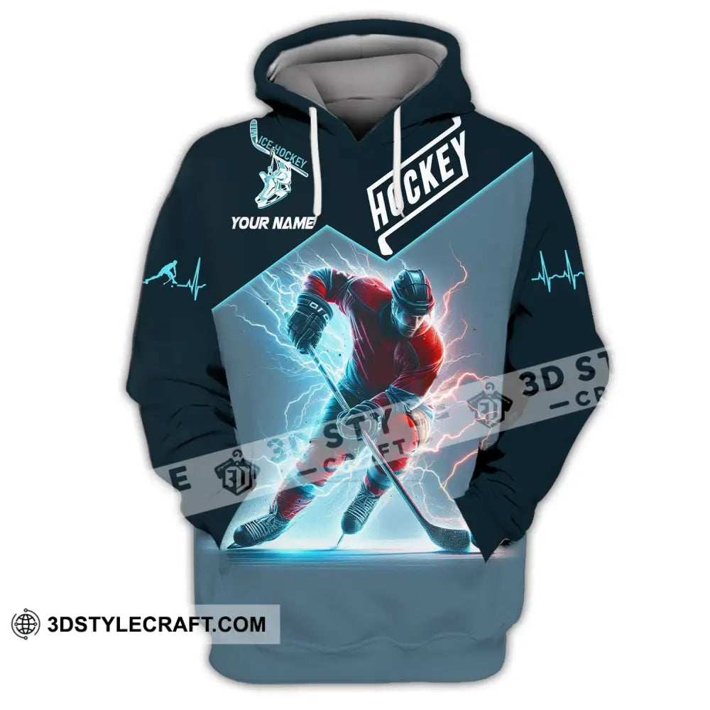 Unisex Shirt Custom Name Ice Hockey Love T-Shirt Hoodie / S T-Shirt