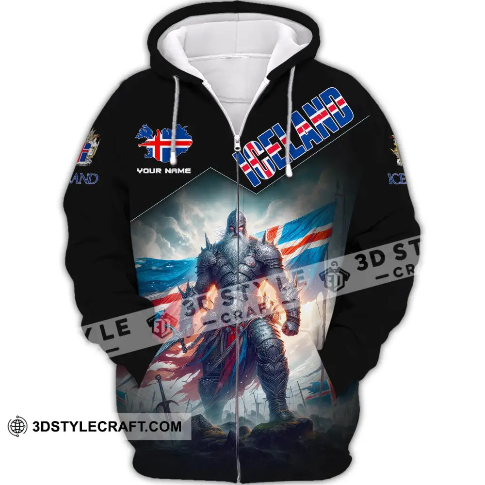 Unisex Shirt Custom Name Iceland Love Icelandic Gift Zipper Hoodie / S T-Shirt