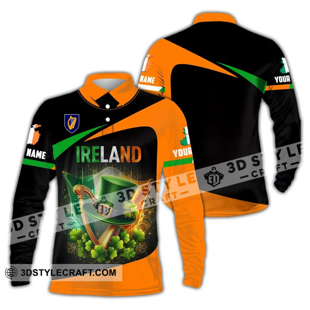 Unisex Shirt - Custom Name Ireland Long Sleeve Polo / S T-Shirt