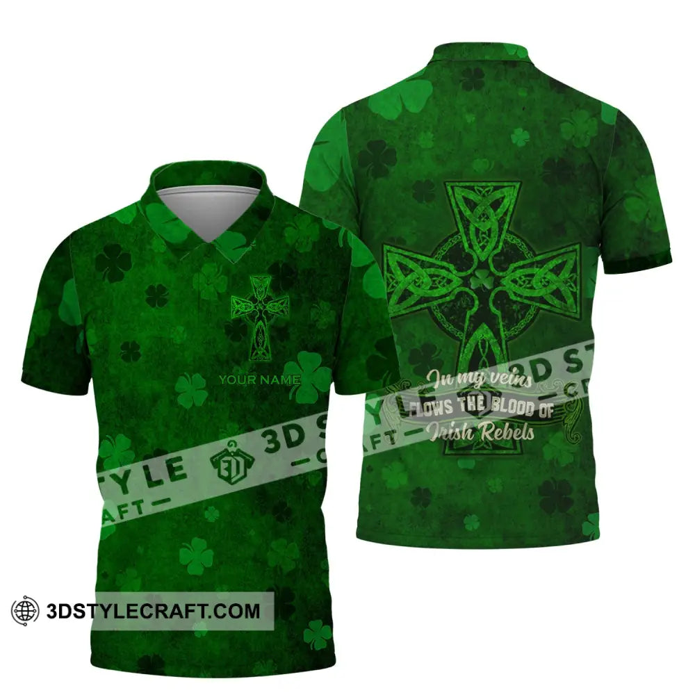 Unisex Shirt - Custom Name Irish Patrick’s Day Gift Happy Saint In My Veins Flows The Blood Of