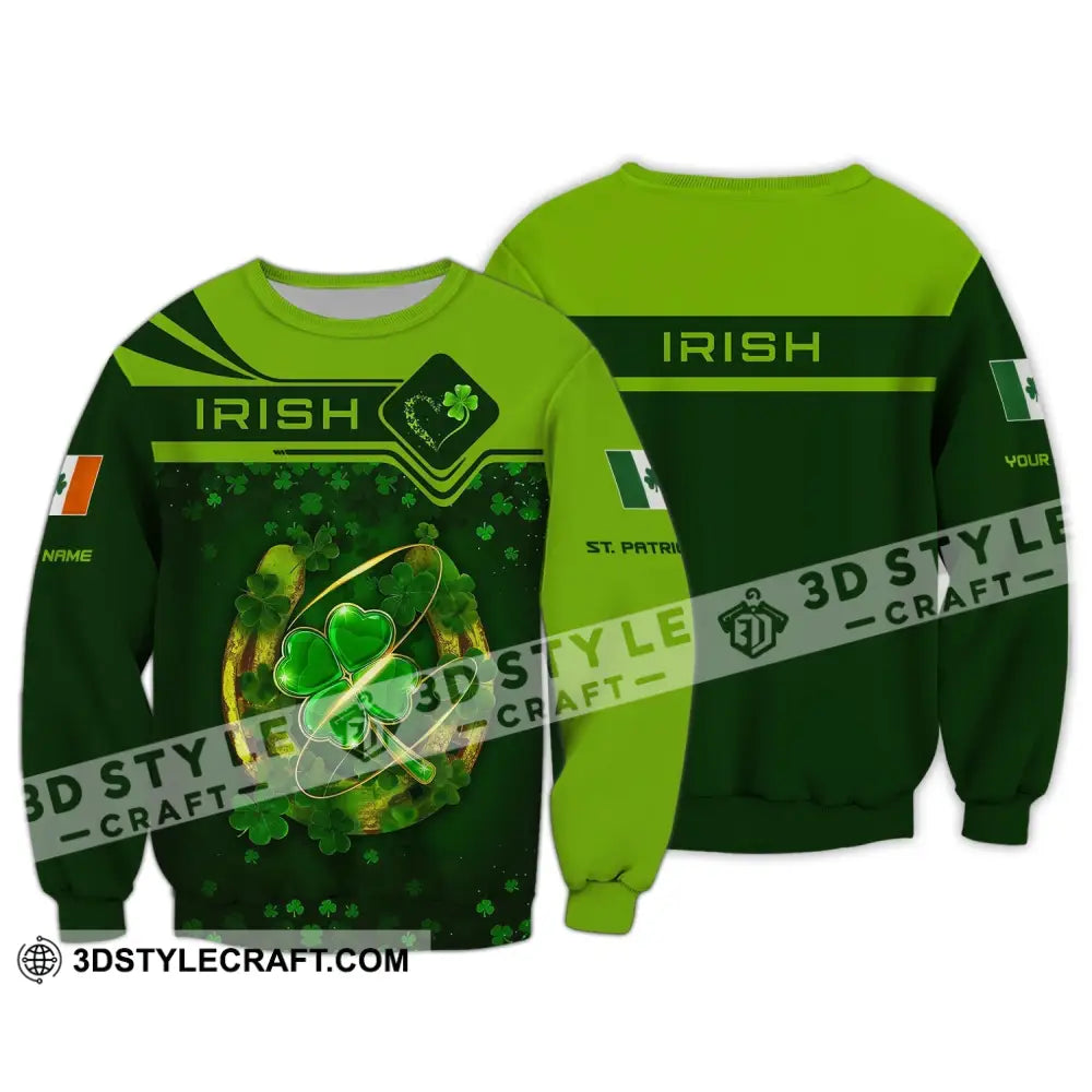 Unisex Shirt Custom Name Irish T-Shirt Saint Patrick’s Day St Gifts Long Sleeve / S