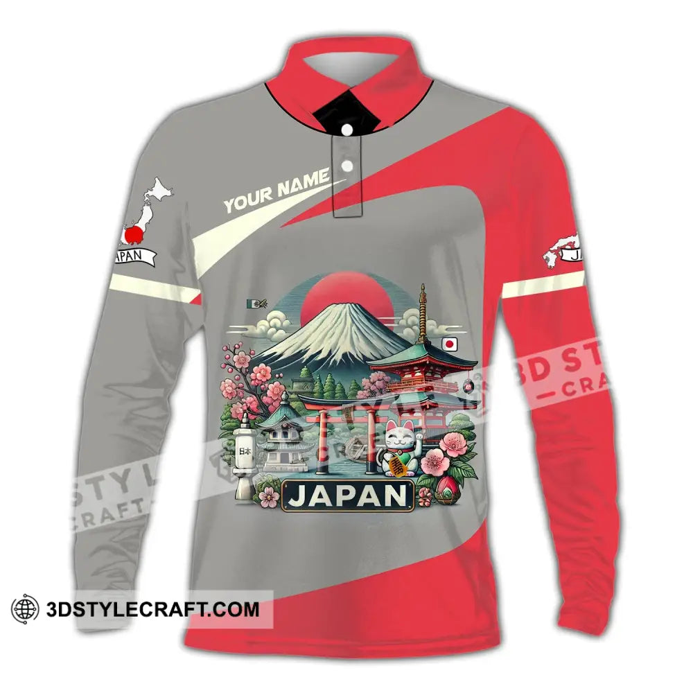 Unisex Shirt Custom Name Japan Love T-Shirt Long Sleeve Polo / S T-Shirt
