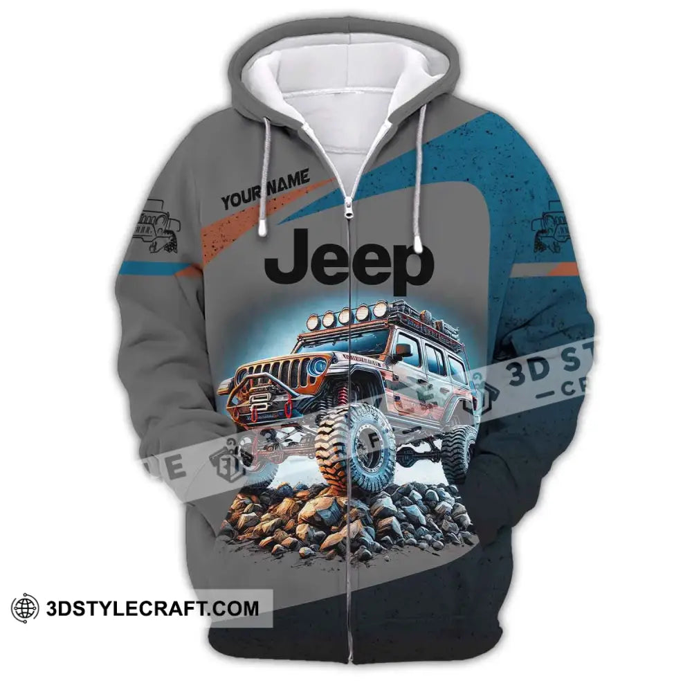 Unisex Shirt Custom Name Jeep Gladiator Polo Long Sleeve Zipper Hoodie / S T-Shirt