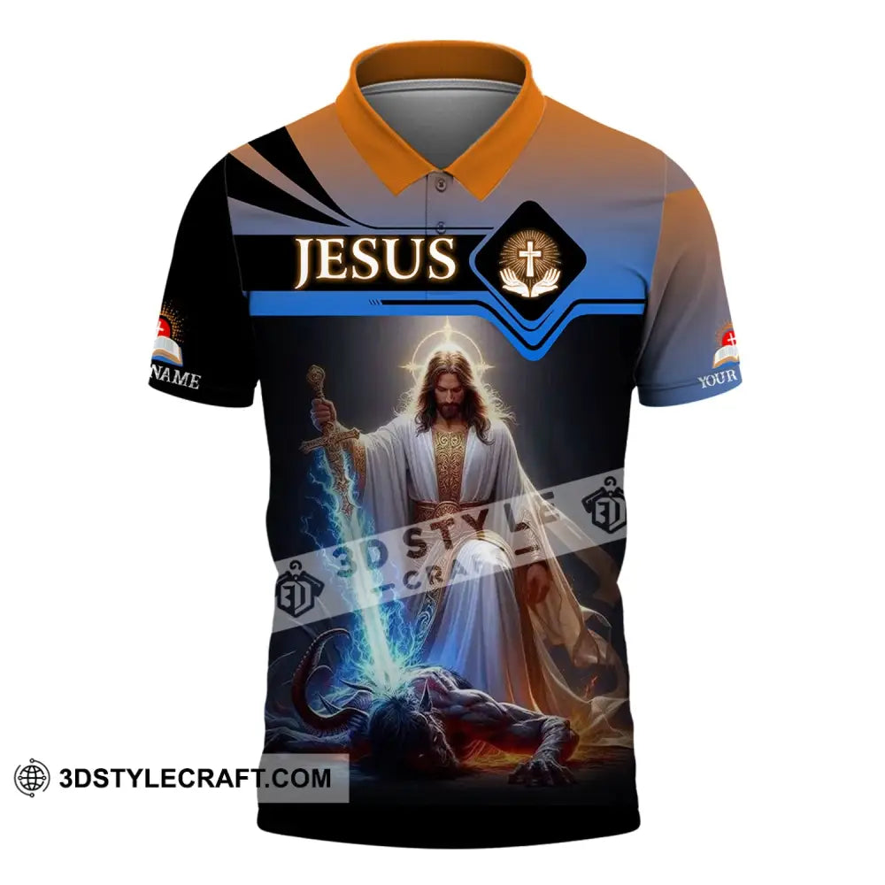 Unisex Shirt - Custom Name Jesus And Sword Polo / S T-Shirt