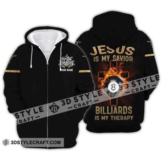 Unisex Shirt - Custom Name Jesus Billiards Zipper Hoodie / S T-Shirt