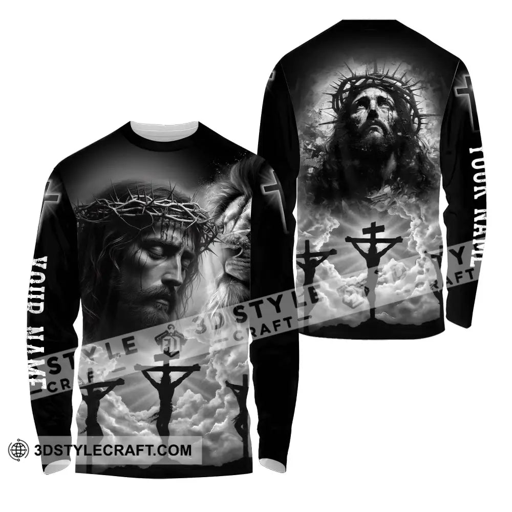 Unisex Shirt - Custom Name Jesus Black Long Sleeve / S T-Shirt