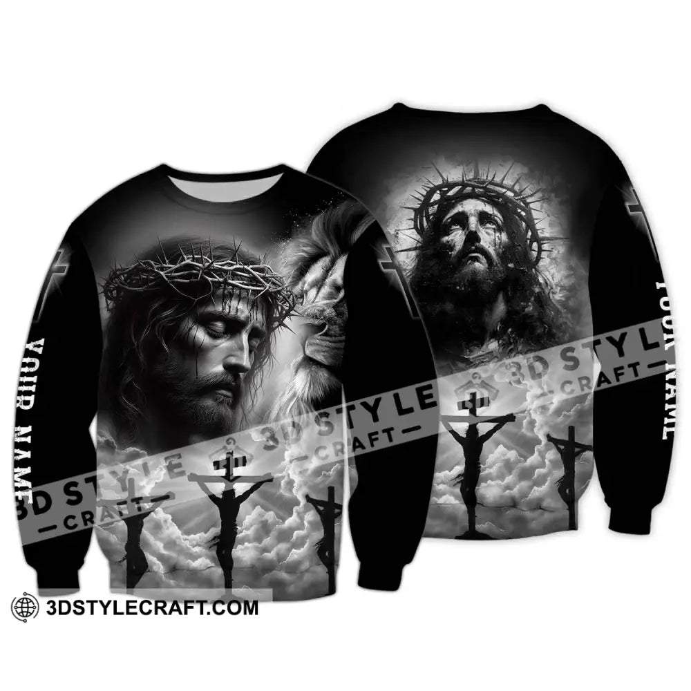 Unisex Shirt - Custom Name Jesus Black Long Sleeve / S T-Shirt