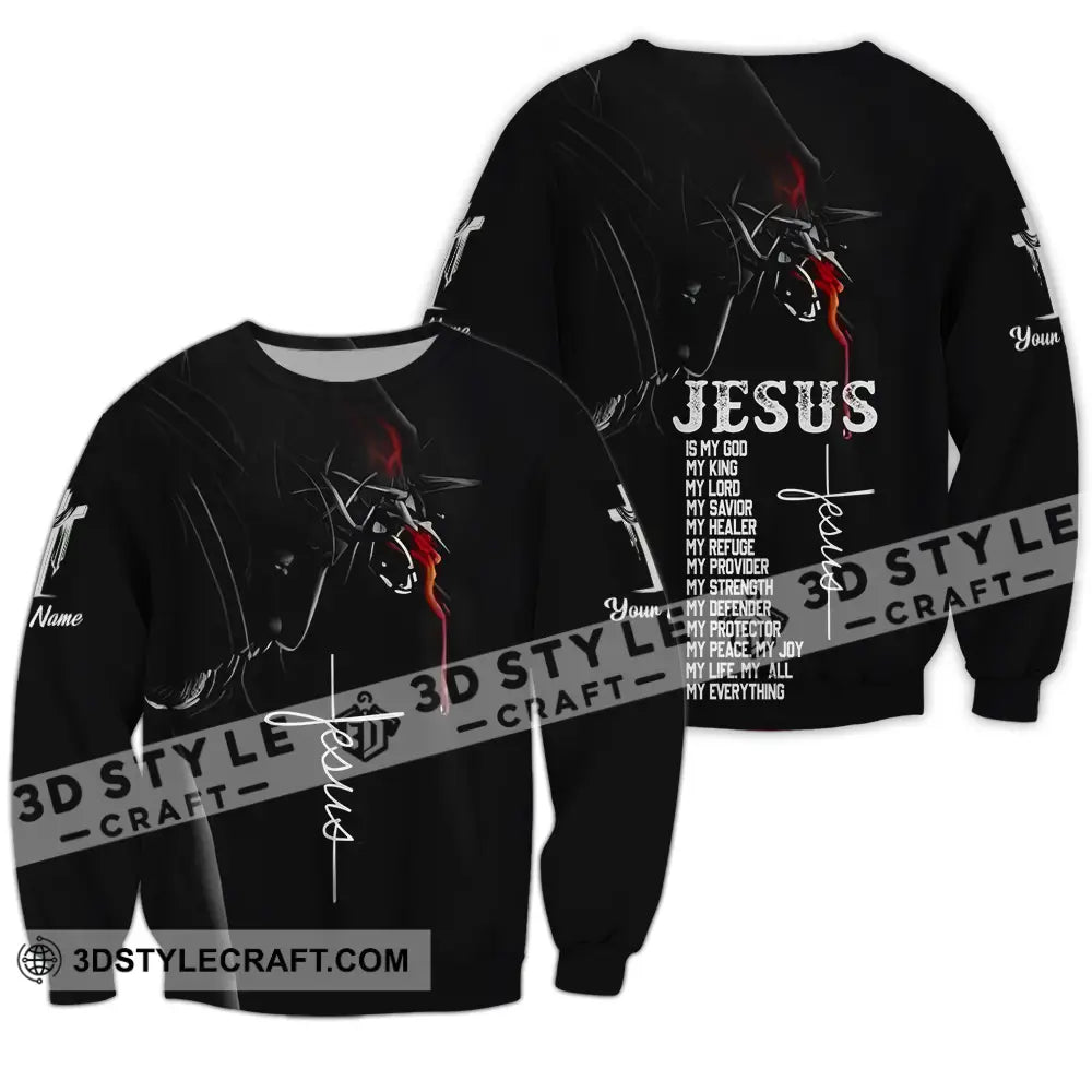 Unisex Shirt - Custom Name Jesus Is My God Long Sleeve / S T-Shirt