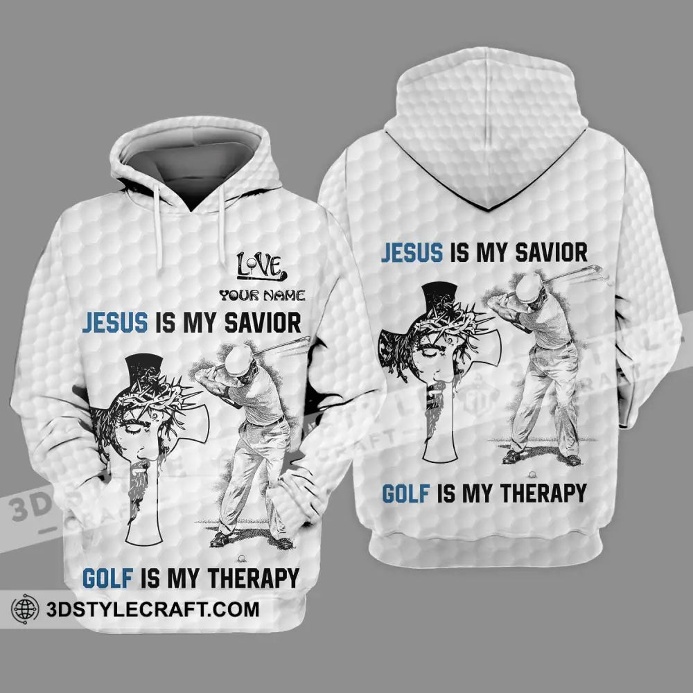 Unisex Shirt - Custom Name Jesus Is My Savior Golf Therapy Hoodie / S T-Shirt