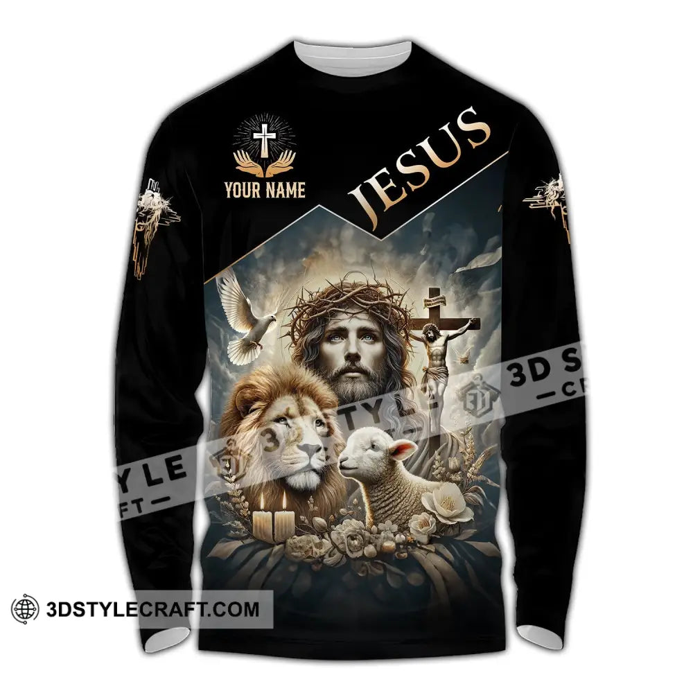 Unisex Shirt Custom Name Jesus Love Long Sleeve Hoodie Polo Gift For Christian / S T-Shirt