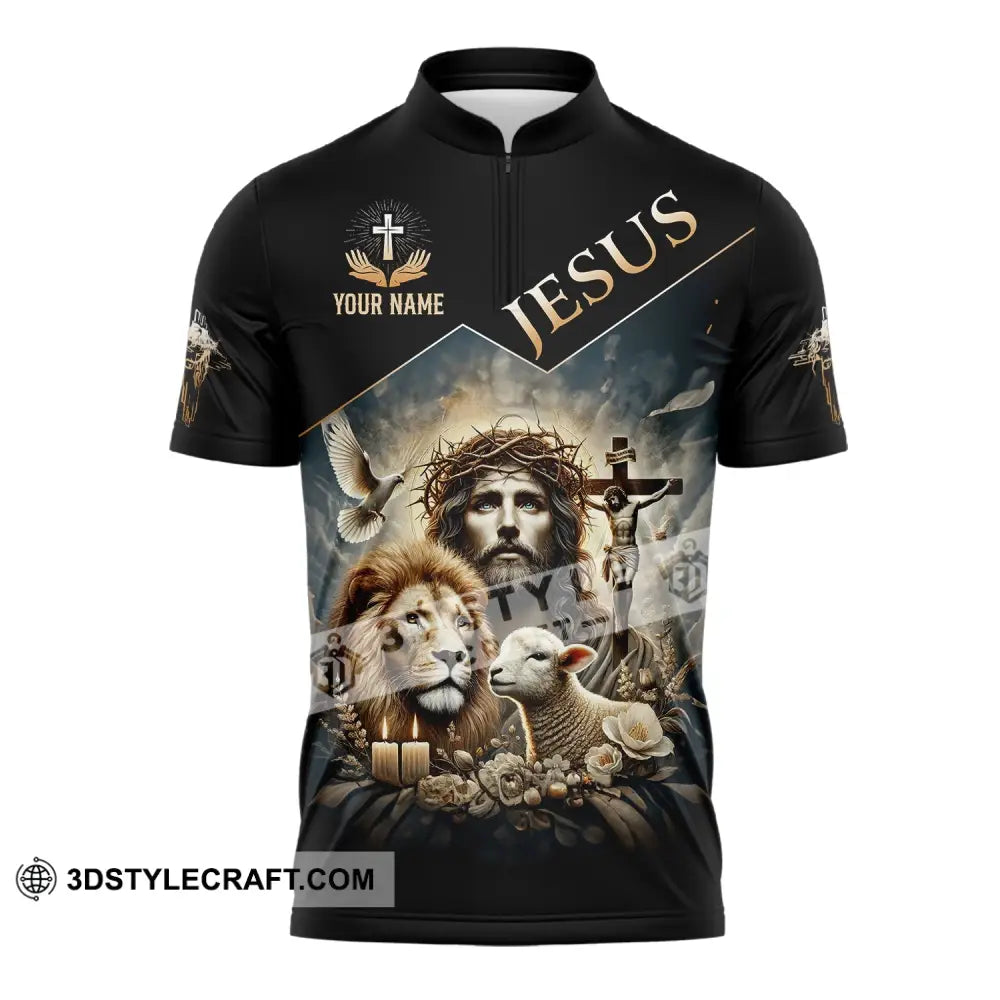 Unisex Shirt Custom Name Jesus Love Long Sleeve Hoodie Polo Gift For Christian Zipper / S T-Shirt