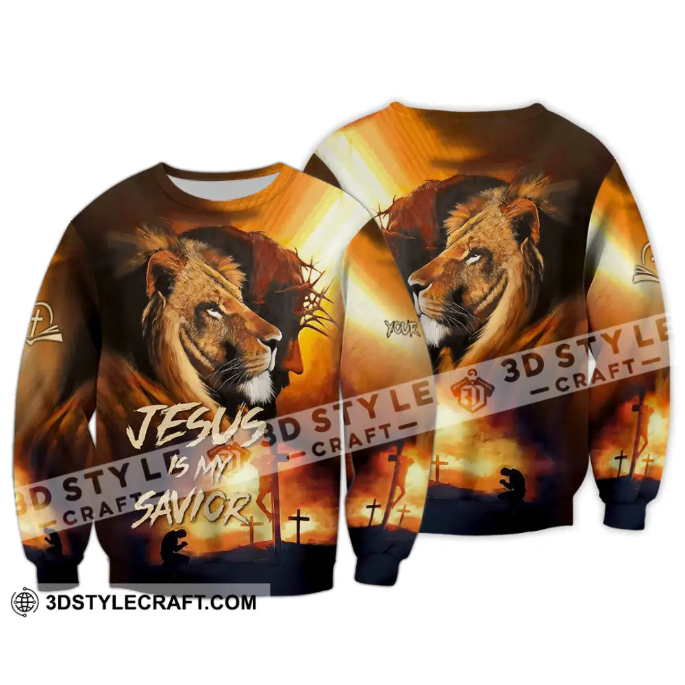 Unisex Shirt - Custom Name Jesus My Lion Savior Long Sleeve / S T-Shirt