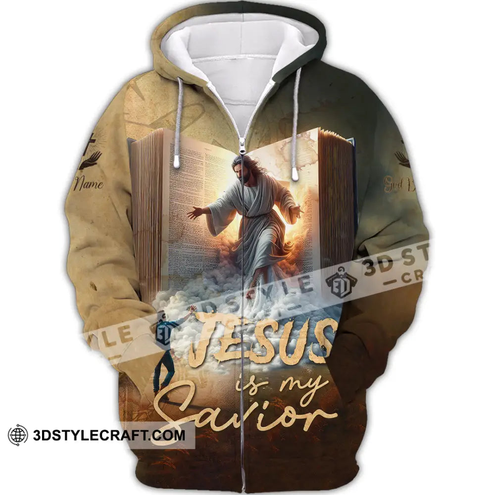 Unisex Shirt - Custom Name Jesus My Savior Zipper Hoodie / S T-Shirt