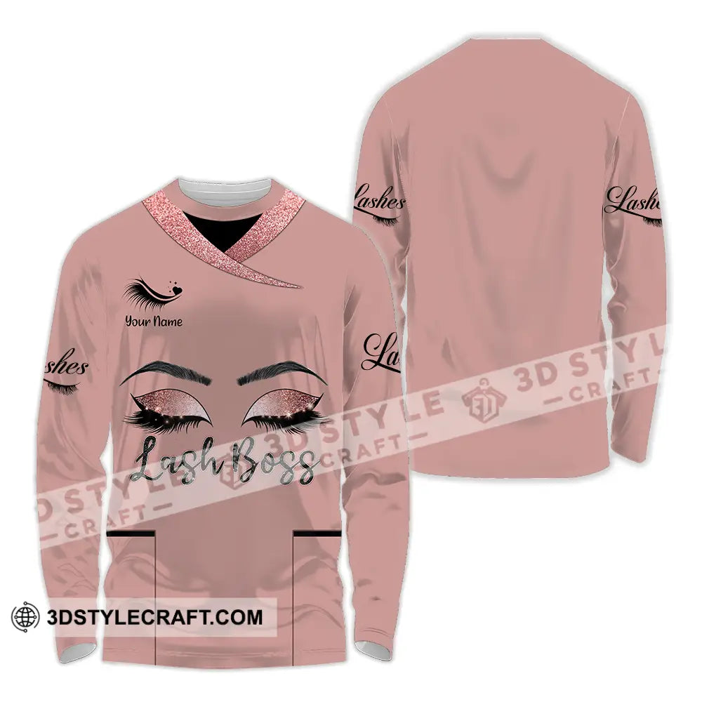 Unisex Shirt - Custom Name Lash Boss Long Sleeve / S T-Shirt