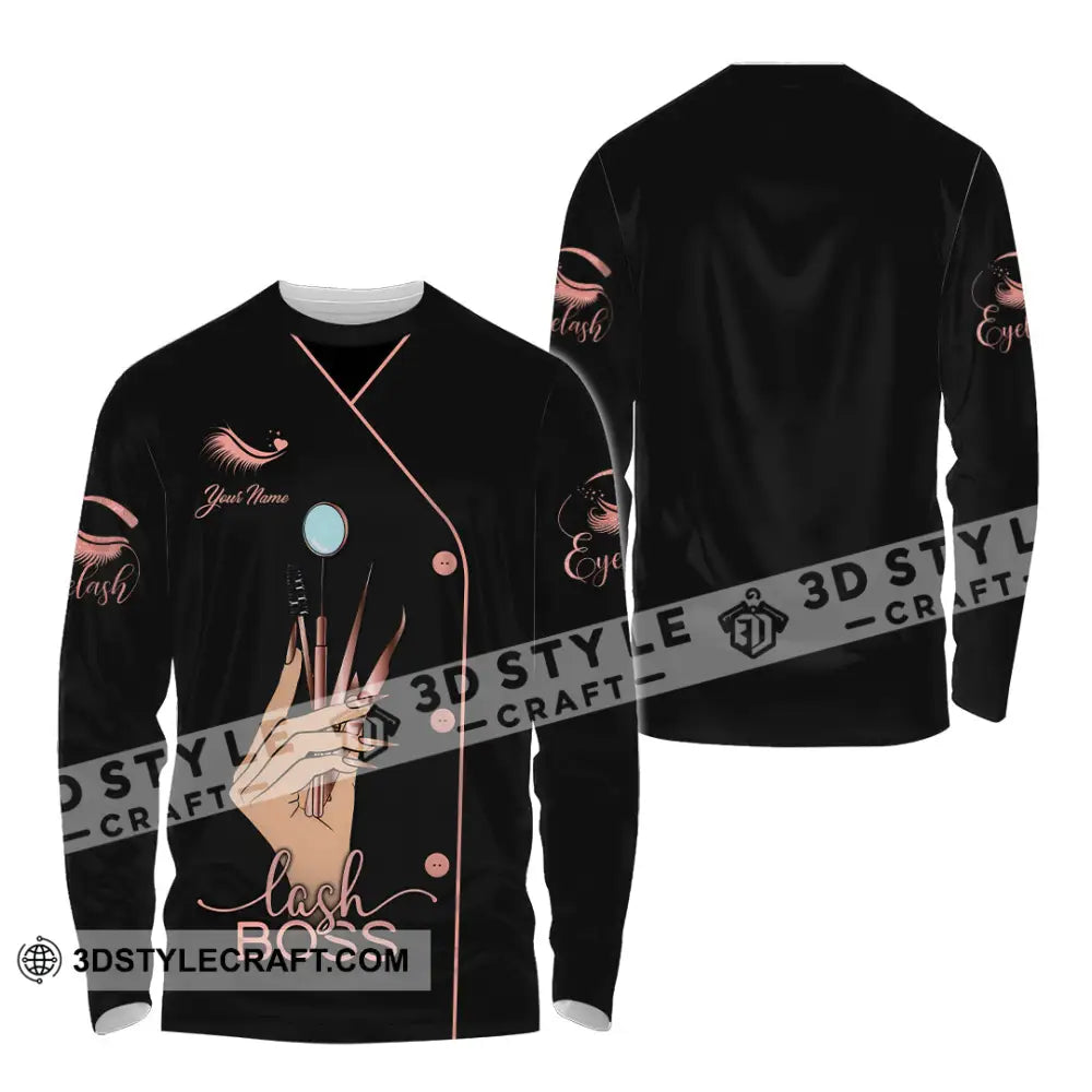 Unisex Shirt - Custom Name Lash Boss Long Sleeve / S T-Shirt